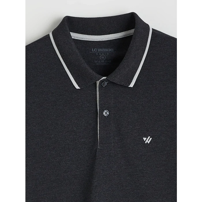 LCWAIKIKI Classic Antrasit Polo Yaka Düz Erkek Tişört