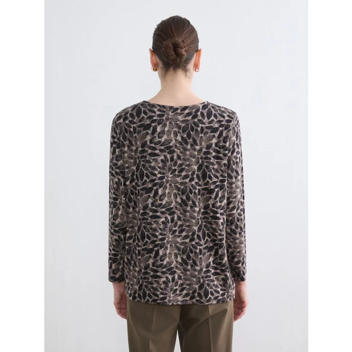 LCW Grace Bej Bisiklet Yaka Desenli Bluz