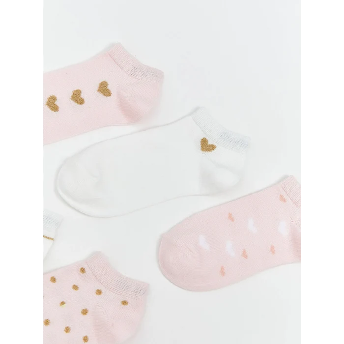 LCW Kids Pembe Desenli Kız Çocuk Patik Çorap 5li