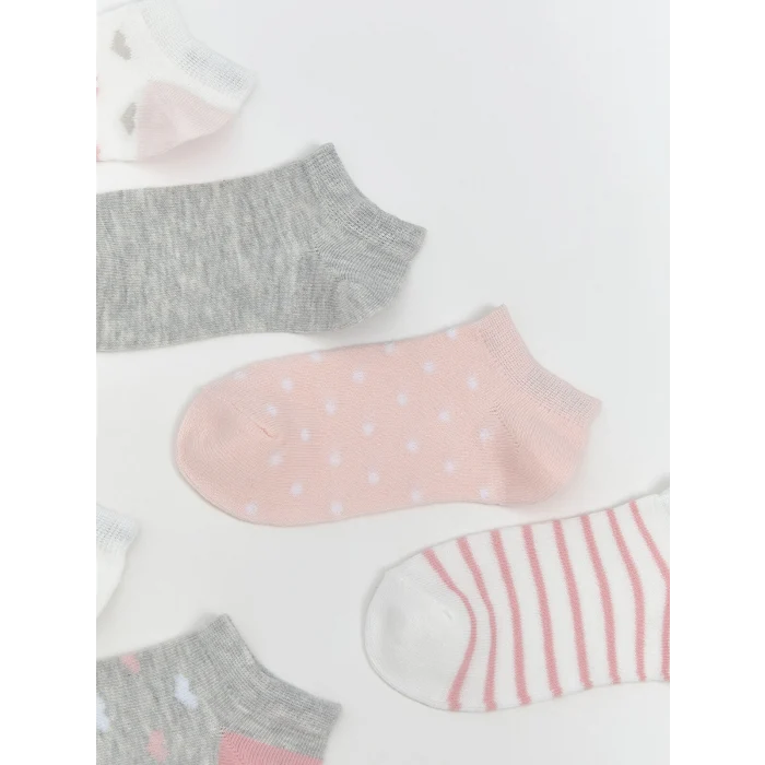 LCW Kids Pembe Desenli Kız Çocuk Patik Çorap 5li