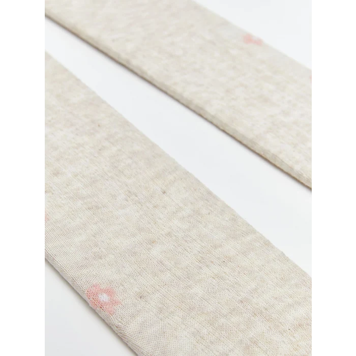 LCW baby Ekru Çiçek Desenli Kız Bebek Külotlu Çorap 2li