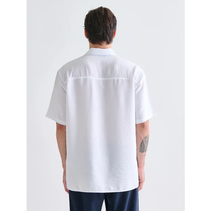 XSIDE Beyaz Regular Fit Kısa Kollu Viskon Erkek Gömlek