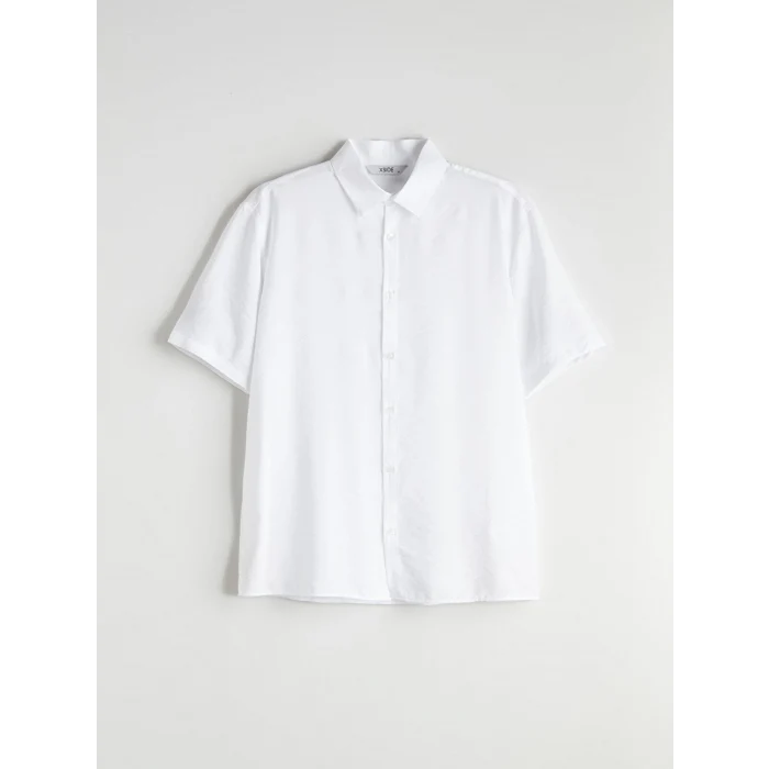 XSIDE Beyaz Regular Fit Kısa Kollu Viskon Erkek Gömlek