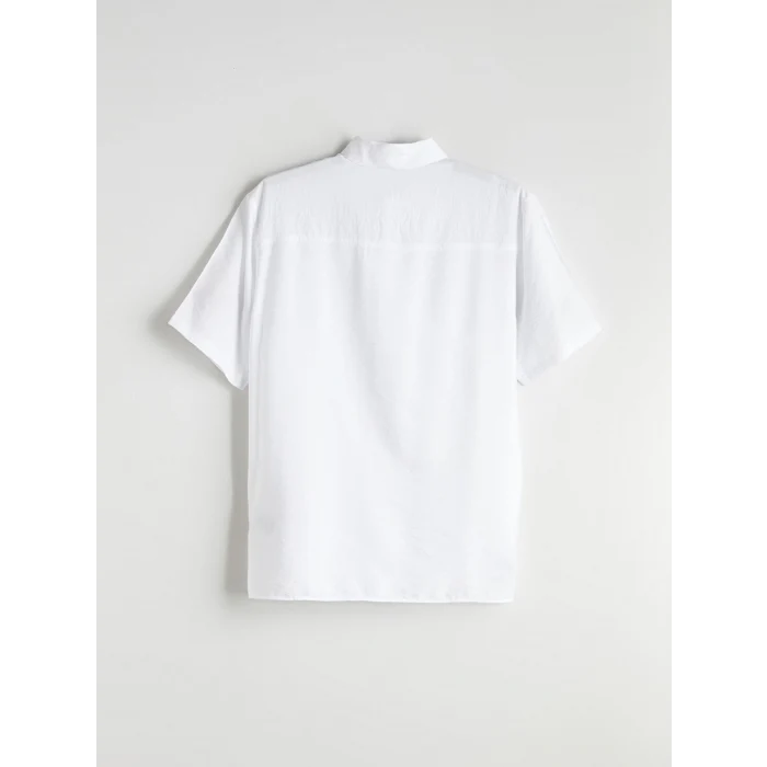 XSIDE Beyaz Regular Fit Kısa Kollu Viskon Erkek Gömlek