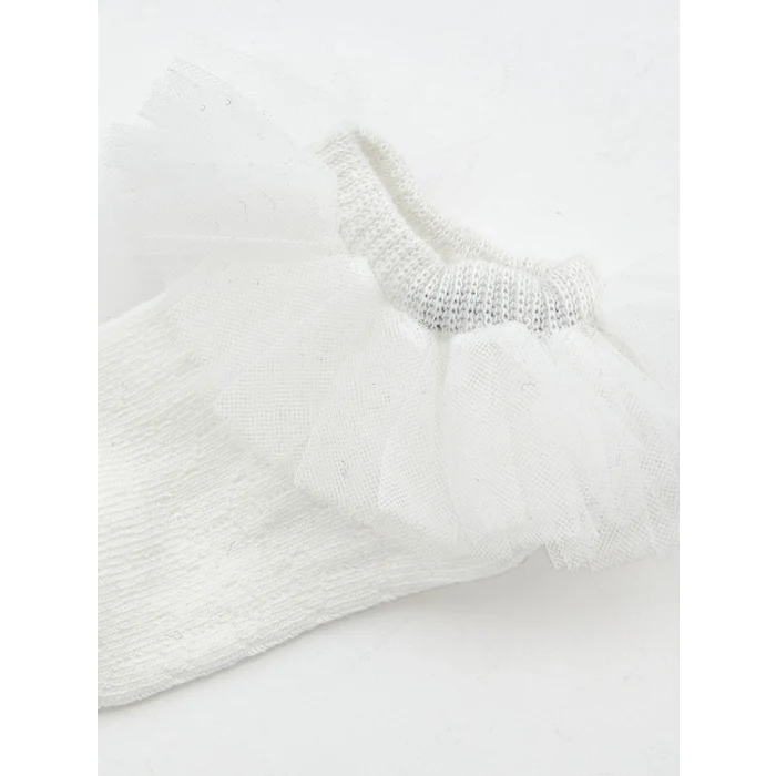 LCW baby Beyaz Dantel Detaylı Kız Bebek Patik Çorap