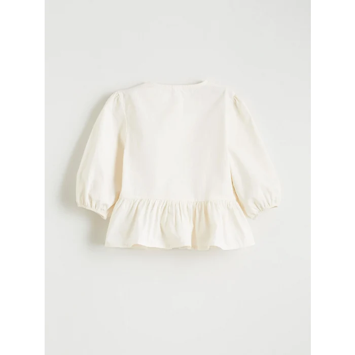 LCW baby Ekru Bisiklet Yaka Fiyonk Detaylı Kız Bebek Gömlek