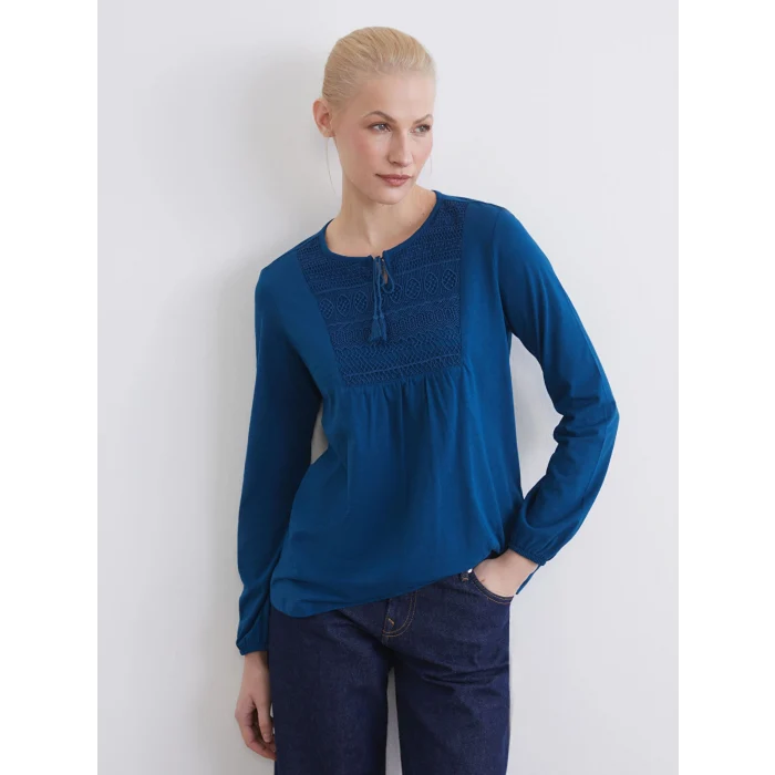 LCW Grace Petrol Bağlamalı Yaka Nakışlı Bluz