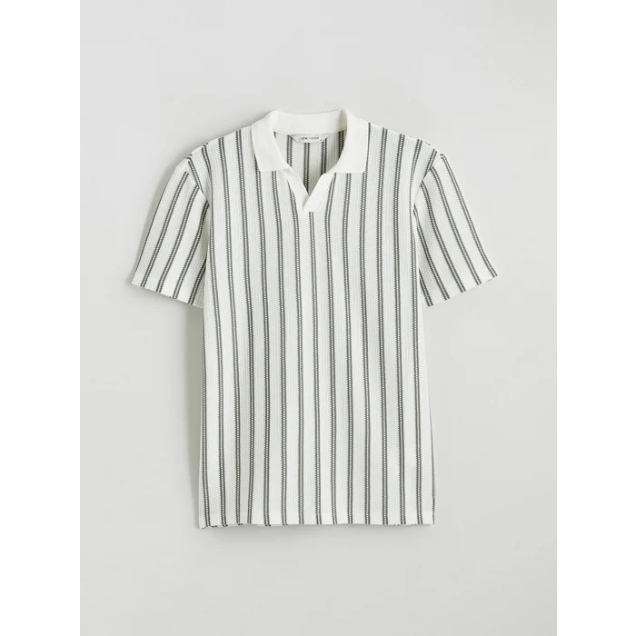 LCW Vision Yeşil Polo Yaka Çizgili Penye Erkek Tişört