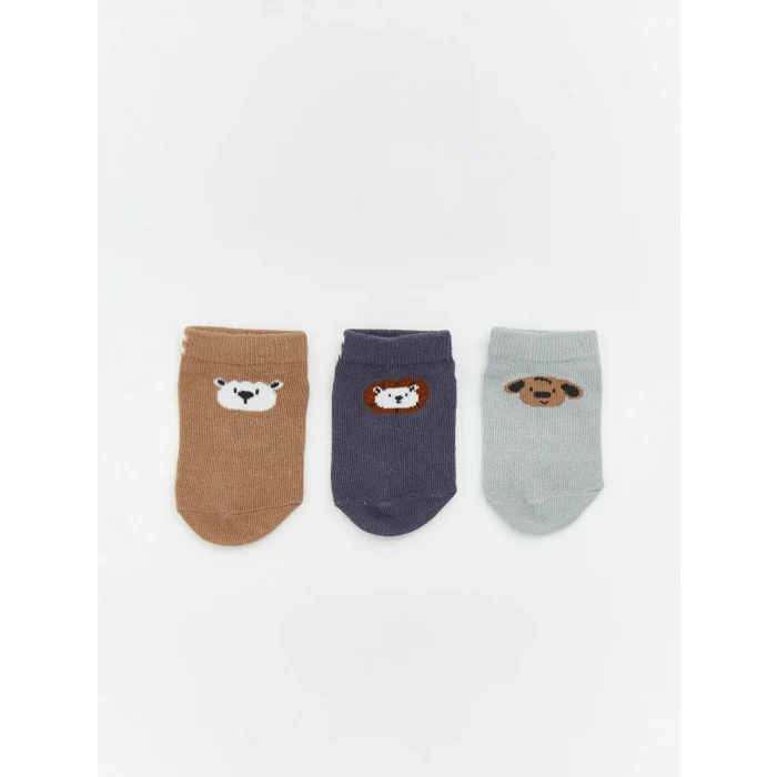 LCW baby Antrasit Desenli Erkek Bebek Patik Çorap 5li Paket