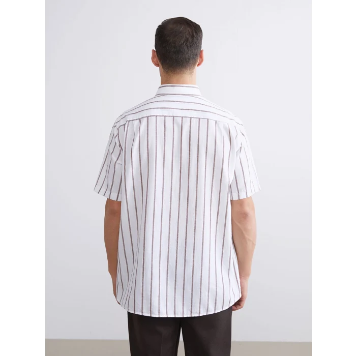 LCWAIKIKI Classic Kahverengi Regular Fit Çizgili Erkek Gömlek