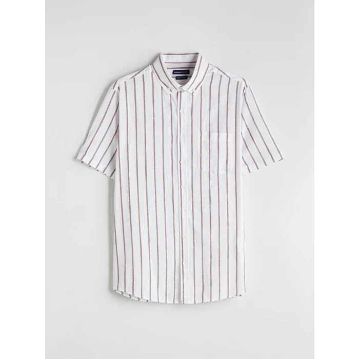 LCWAIKIKI Classic Kahverengi Regular Fit Çizgili Erkek Gömlek