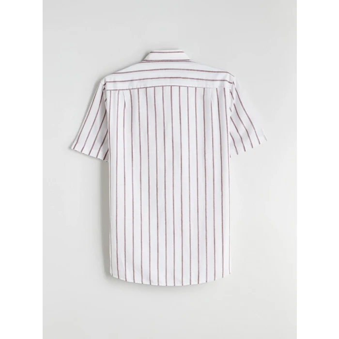 LCWAIKIKI Classic Kahverengi Regular Fit Çizgili Erkek Gömlek