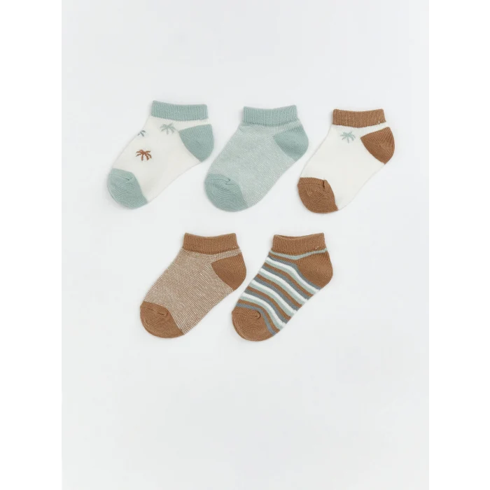 LCW baby Ekru Desenli Erkek Bebek Patik Çorap 5li