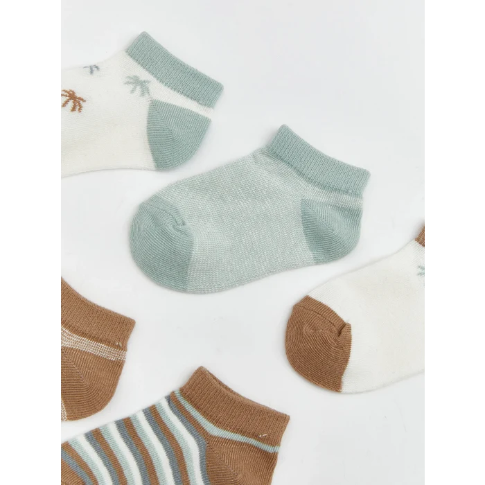 LCW baby Ekru Desenli Erkek Bebek Patik Çorap 5li