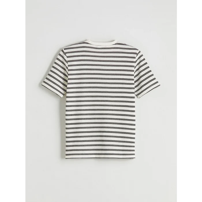 XSIDE Siyah Bisiklet Yaka Çizgili Penye Erkek Tişört