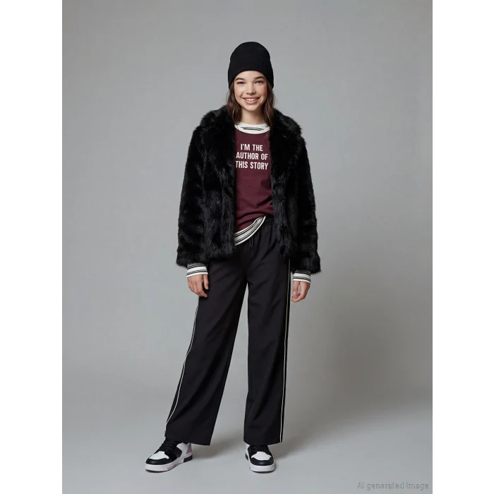 LCW Kids Siyah Beli Lastikli Kız Çocuk Pantolon