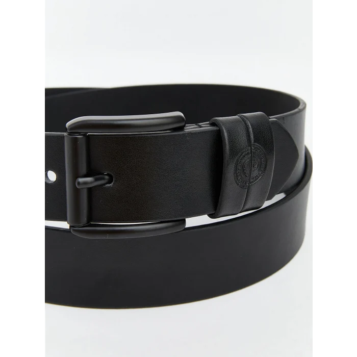 LCW ACCESSORIES Siyah Deri Görünümlü Erkek Kemer