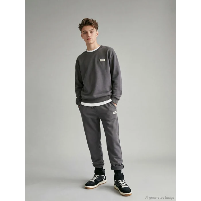 LCW Kids Antrasit Beli Lastikli Erkek Çocuk Jogger Eşofman Altı