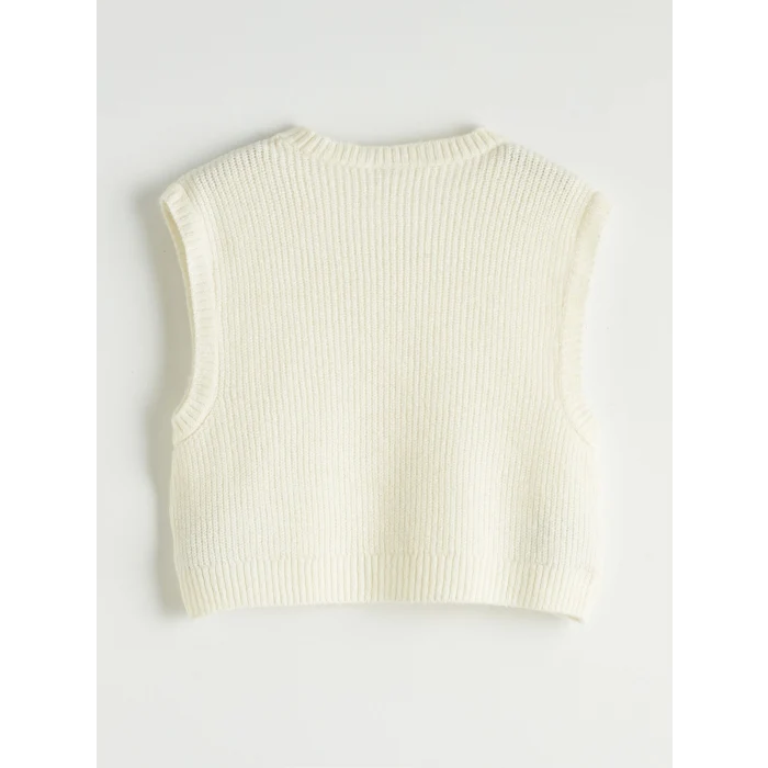 LCW Kids Ekru Bisiklet Yaka Kız Çocuk Elbise ve Triko Süveter