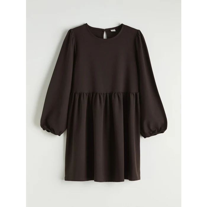 LCW Kids Ekru Bisiklet Yaka Kız Çocuk Elbise ve Triko Süveter