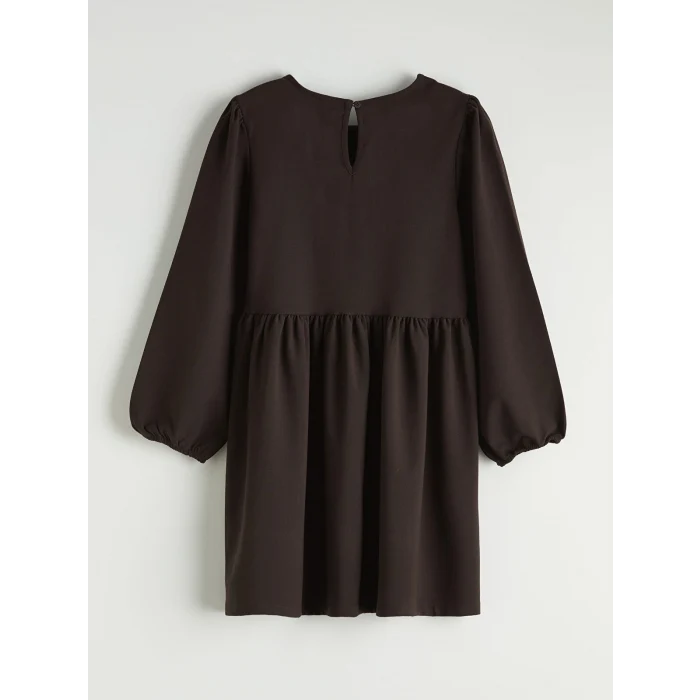 LCW Kids Ekru Bisiklet Yaka Kız Çocuk Elbise ve Triko Süveter