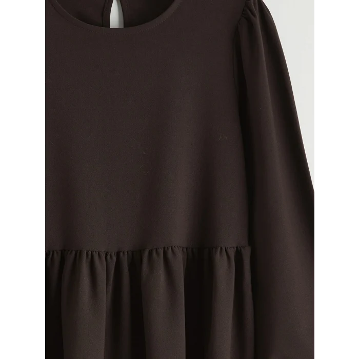 LCW Kids Ekru Bisiklet Yaka Kız Çocuk Elbise ve Triko Süveter