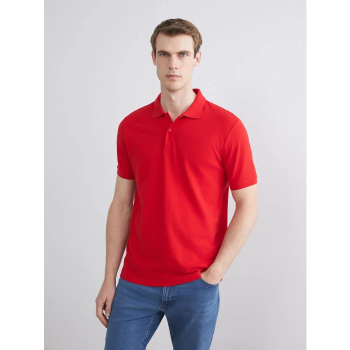 LCWAIKIKI Classic Kırmızı Polo Yaka Kısa Kollu Pike Erkek Tişört