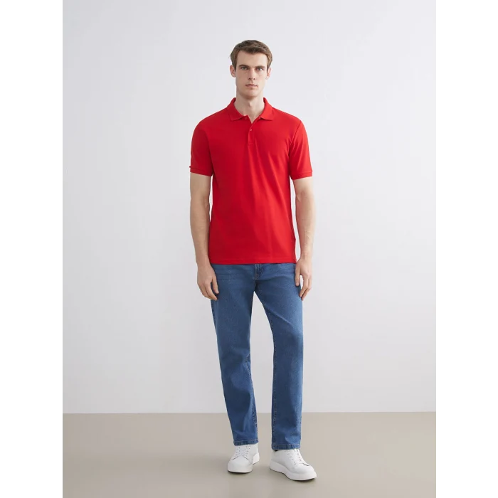 LCWAIKIKI Classic Kırmızı Polo Yaka Kısa Kollu Pike Erkek Tişört