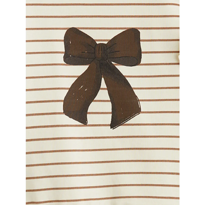 LCW baby Ekru Bisiklet Yaka Baskılı Kız Bebek Sweatshirt