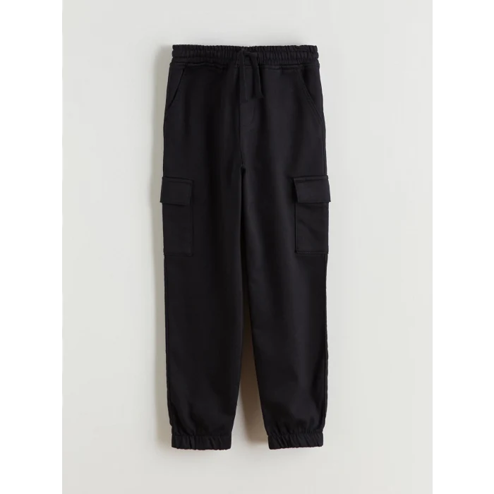 LCW Kids Siyah Beli Lastikli Erkek Çocuk Kargo Jogger Pantolon