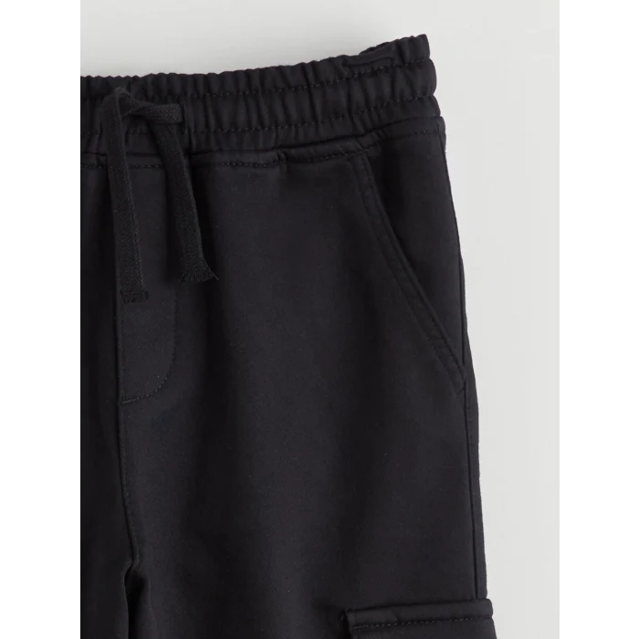 LCW Kids Siyah Beli Lastikli Erkek Çocuk Kargo Jogger Pantolon
