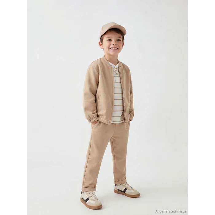 LCW Kids Bej Bisiklet Yaka Erkek Çocuk Takım 3lü