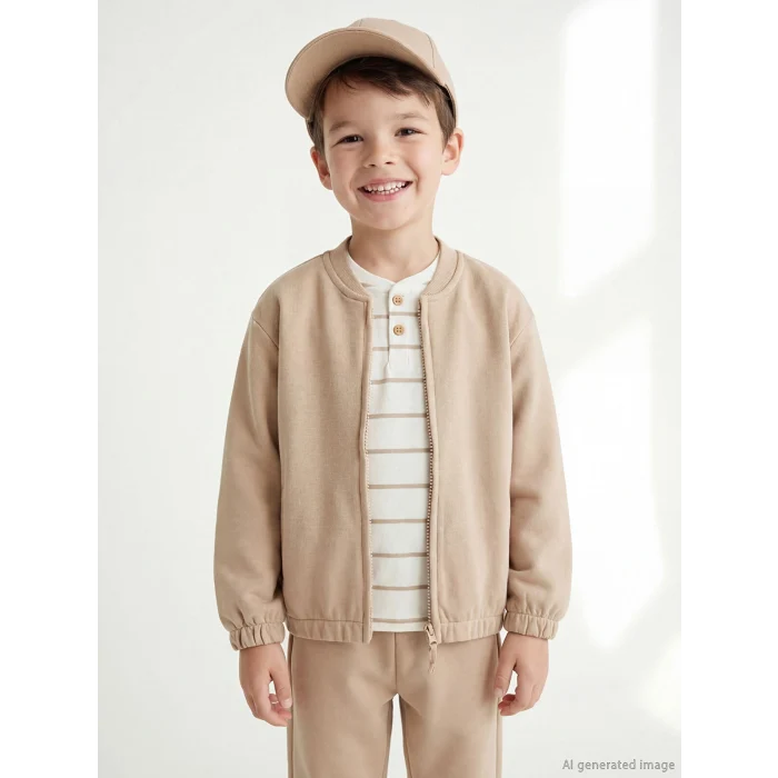 LCW Kids Bej Bisiklet Yaka Erkek Çocuk Takım 3lü