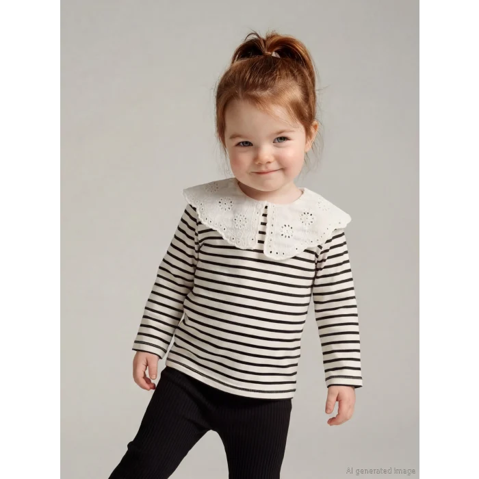 LCW baby Ekru Bebe Yaka Kız Bebek Bluz ve Tayt