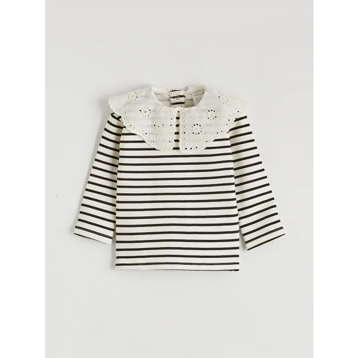 LCW baby Ekru Bebe Yaka Kız Bebek Bluz ve Tayt