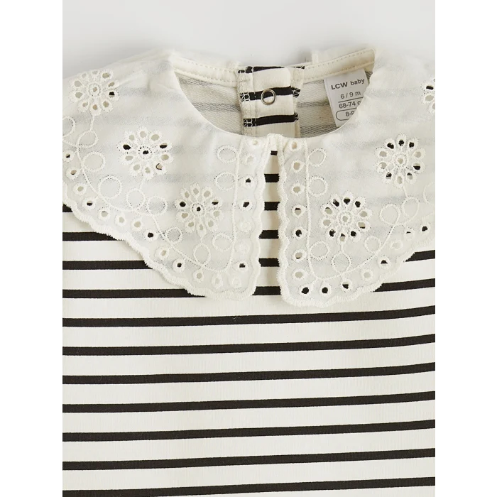 LCW baby Ekru Bebe Yaka Kız Bebek Bluz ve Tayt