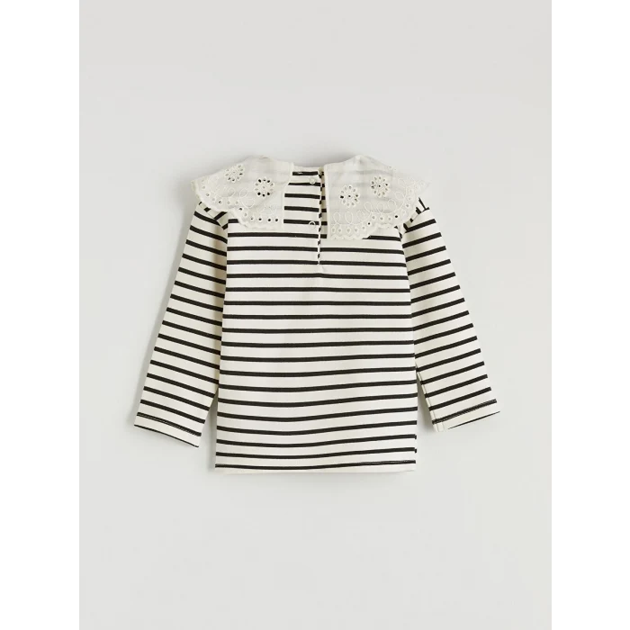 LCW baby Ekru Bebe Yaka Kız Bebek Bluz ve Tayt