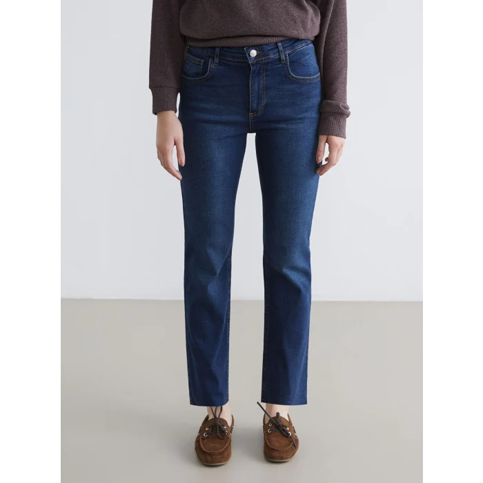 XSIDE Mavi Crop Flare Kadın Jean Pantolon