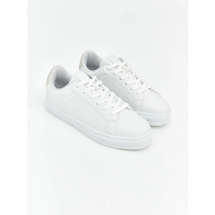 LCW STEPS Beyaz Bağcıklı Düz Tabanlı Kadın Sneaker Ayakkabı