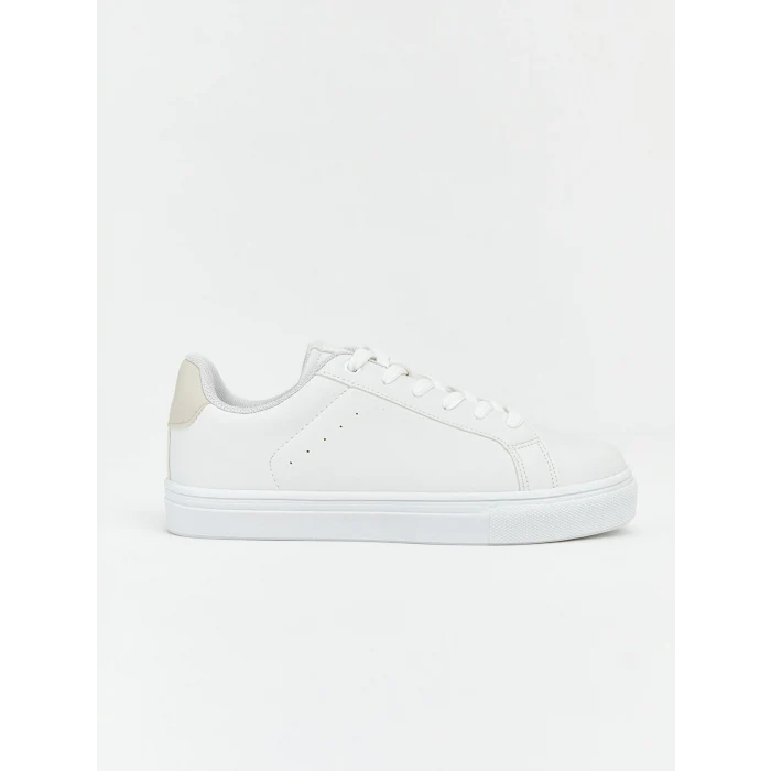 LCW STEPS Beyaz Bağcıklı Düz Tabanlı Kadın Sneaker Ayakkabı