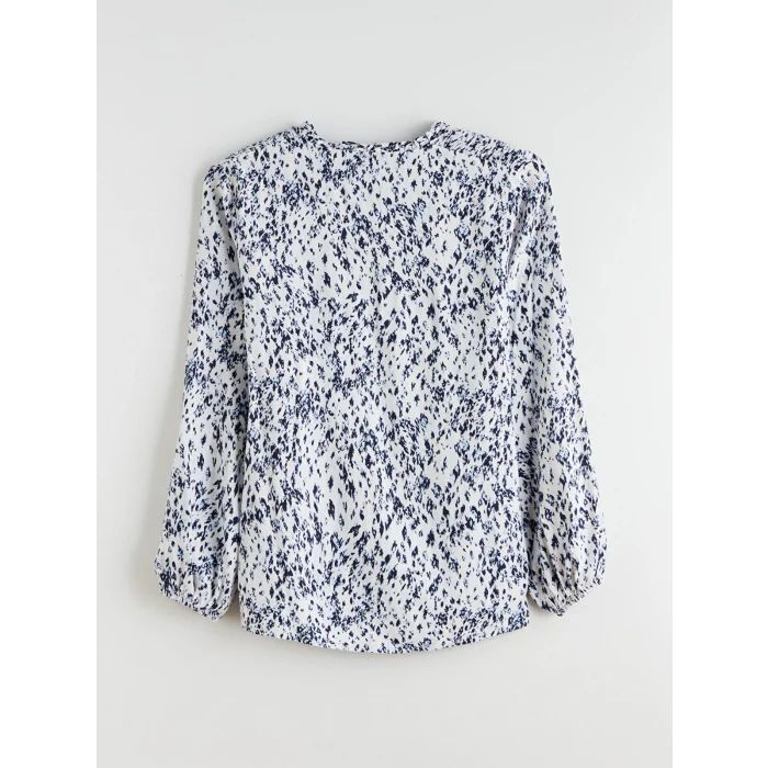 LCW Grace Ekru Bağlamalı Yaka Desenli Bluz