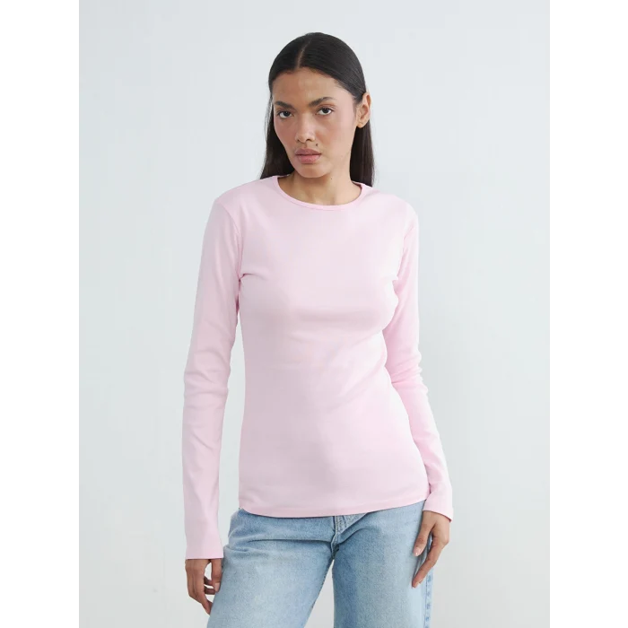 LCWAIKIKI Basic Pembe Bisiklet Yaka Kadın Body