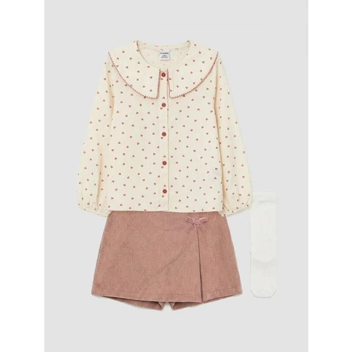 LCW Kids Ekru Bebe Yaka Kız Çocuk 3lü Takım