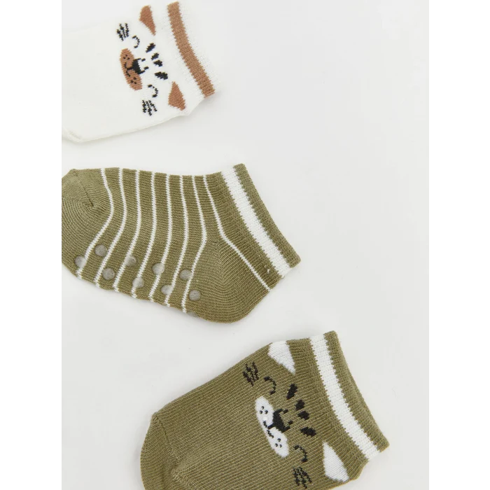 LCW Kids Ekru Erkek Bebek Desenli Patik Çorap 5li