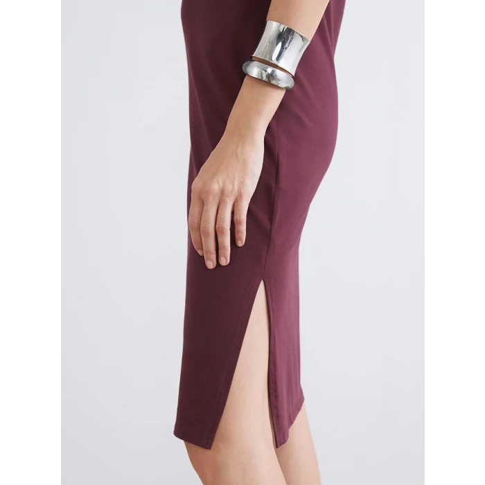 LCWAIKIKI Classic Bordo Polo Yaka A Kesim Modal Karışımlı Elbise