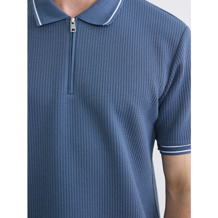 LCWAIKIKI Classic Petrol Çizgili Polo Yaka Erkek Tişört