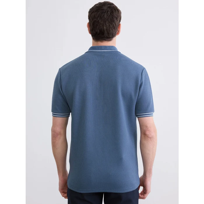 LCWAIKIKI Classic Petrol Çizgili Polo Yaka Erkek Tişört