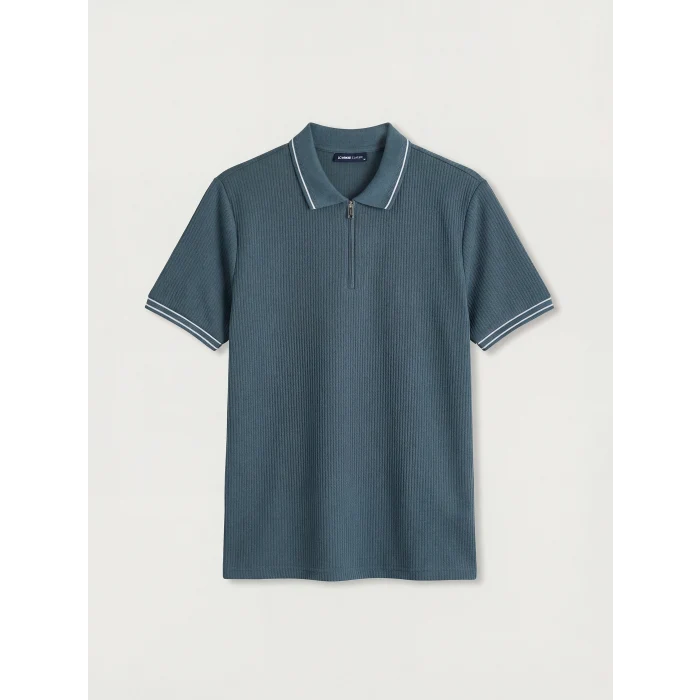 LCWAIKIKI Classic Petrol Çizgili Polo Yaka Erkek Tişört