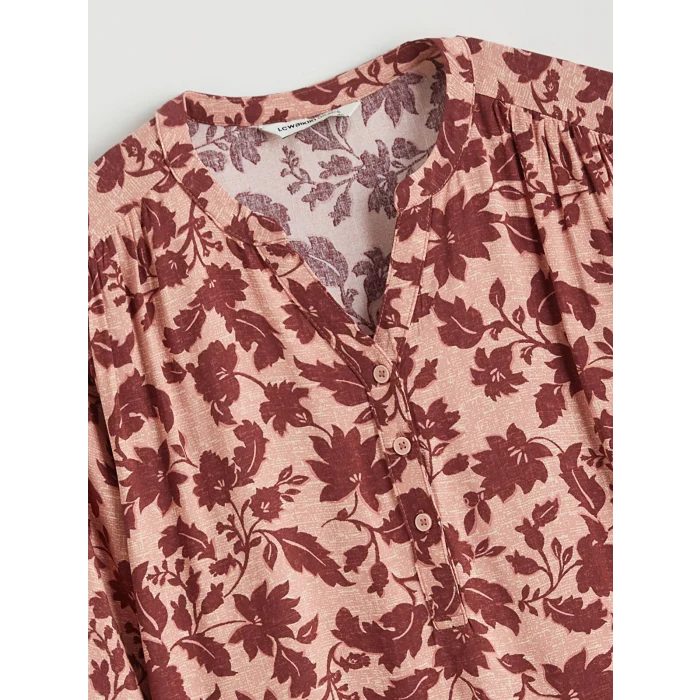 LCW Grace Pembe Kaçık Yaka Çiçekli Bluz
