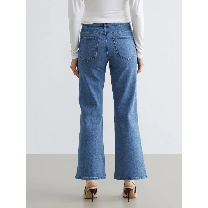 LCWAIKIKI Classic Mavi Yüksek Bel Wideleg Kadın Jean Pantolon